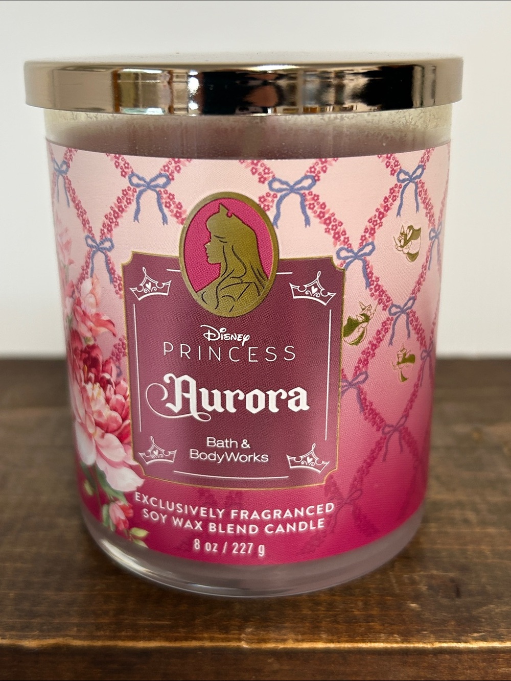 Bath & Body Works NWT Disney Princess Aurora 1 Wick 8 Oz. Soy Wax Pink Candle